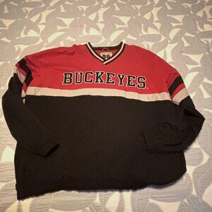 Ohio State Buckeyes V‑Neck Pullover Stitched Patchwork Jacket Red/Black 3XL